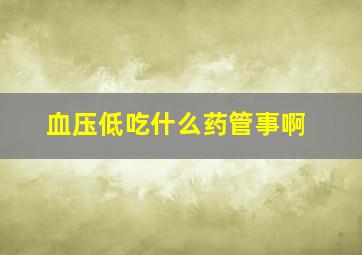 血压低吃什么药管事啊