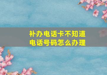 补办电话卡不知道电话号码怎么办理