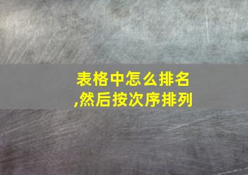 表格中怎么排名,然后按次序排列