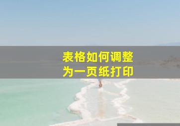 表格如何调整为一页纸打印