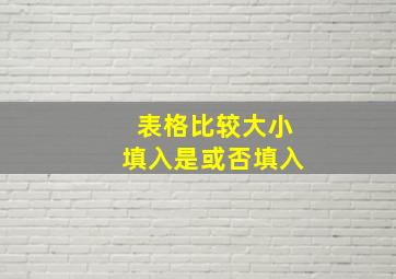 表格比较大小填入是或否填入