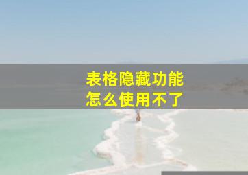 表格隐藏功能怎么使用不了