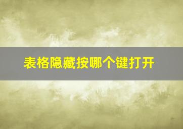 表格隐藏按哪个键打开