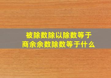 被除数除以除数等于商余余数除数等于什么