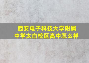 西安电子科技大学附属中学太白校区高中怎么样