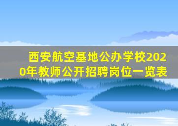 西安航空基地公办学校2020年教师公开招聘岗位一览表