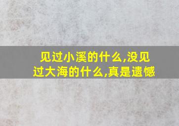 见过小溪的什么,没见过大海的什么,真是遗憾