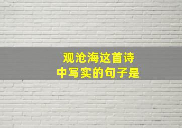 观沧海这首诗中写实的句子是