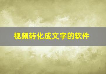 视频转化成文字的软件