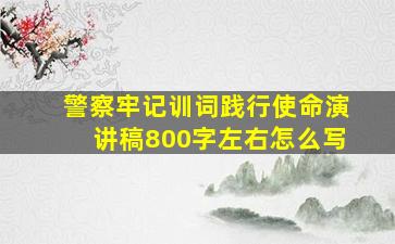 警察牢记训词践行使命演讲稿800字左右怎么写