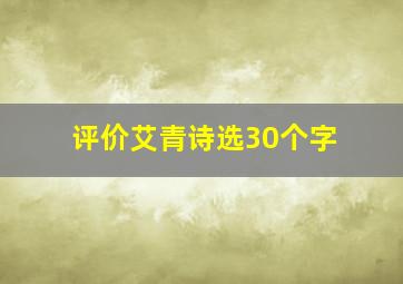 评价艾青诗选30个字