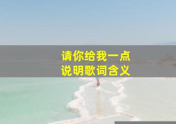 请你给我一点说明歌词含义