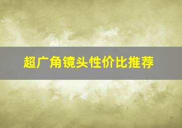 超广角镜头性价比推荐