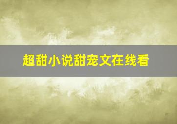 超甜小说甜宠文在线看