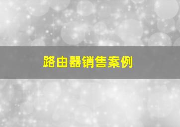 路由器销售案例