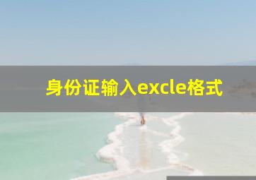 身份证输入excle格式