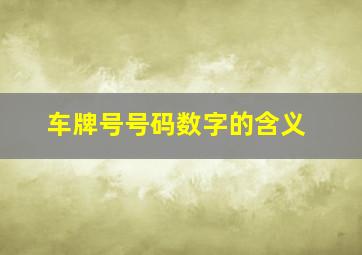 车牌号号码数字的含义