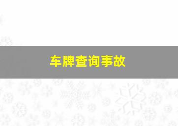 车牌查询事故