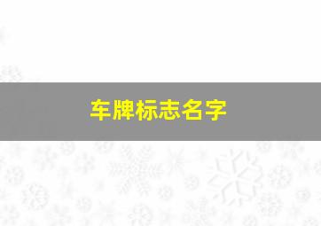 车牌标志名字