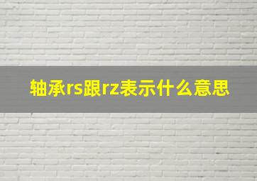 轴承rs跟rz表示什么意思