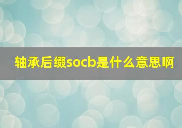 轴承后缀socb是什么意思啊