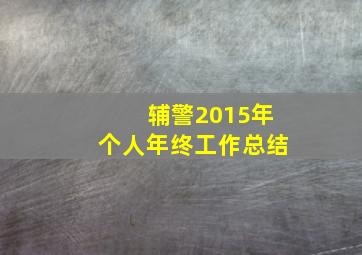 辅警2015年个人年终工作总结