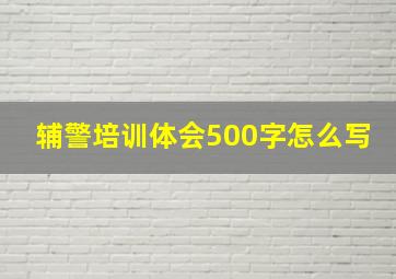 辅警培训体会500字怎么写