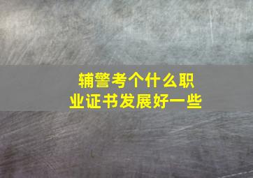 辅警考个什么职业证书发展好一些