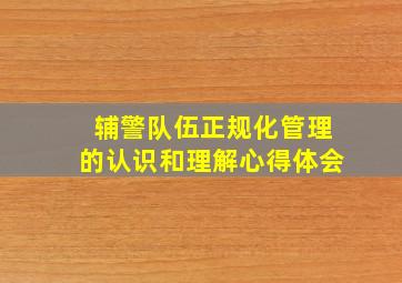 辅警队伍正规化管理的认识和理解心得体会