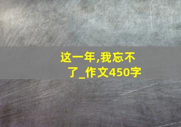 这一年,我忘不了_作文450字