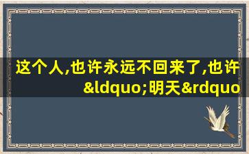 这个人,也许永远不回来了,也许“明天”回来!