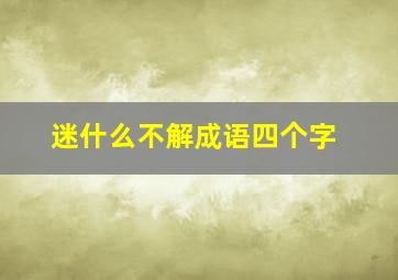 迷什么不解成语四个字