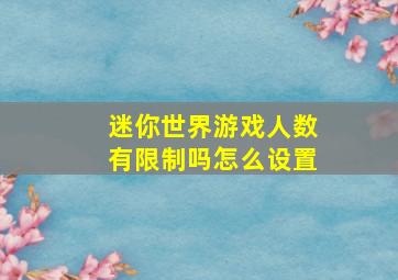 迷你世界游戏人数有限制吗怎么设置