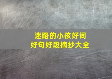 迷路的小孩好词好句好段摘抄大全