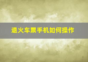 退火车票手机如何操作