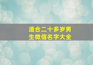 适合二十多岁男生微信名字大全