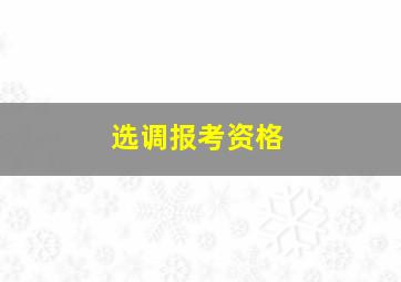 选调报考资格