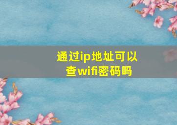 通过ip地址可以查wifi密码吗