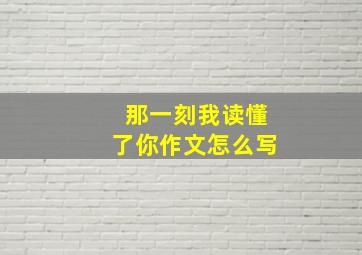 那一刻我读懂了你作文怎么写