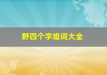 野四个字组词大全