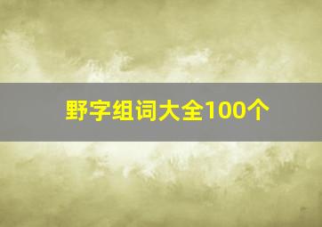 野字组词大全100个