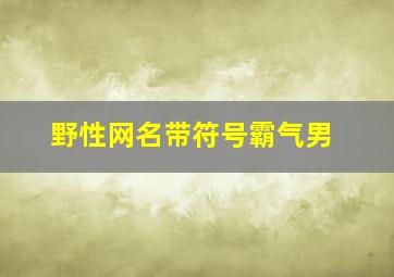 野性网名带符号霸气男