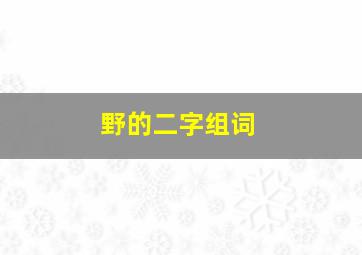 野的二字组词