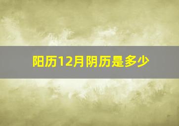 阳历12月阴历是多少