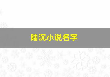 陆沉小说名字