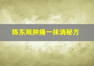 陈东飚肿痛一抹消秘方