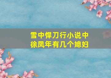 雪中悍刀行小说中徐凤年有几个媳妇