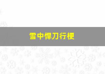 雪中悍刀行梗