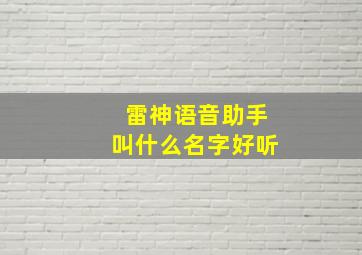 雷神语音助手叫什么名字好听