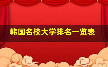 韩国名校大学排名一览表